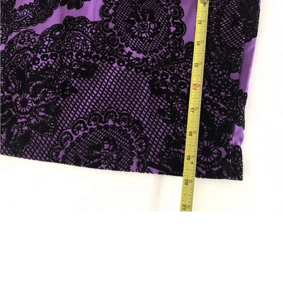 Asos |  Embroidered Flounce Ruffle Skirt Size 12 Purple Pencil Mini Skater - Picture 10 of 11